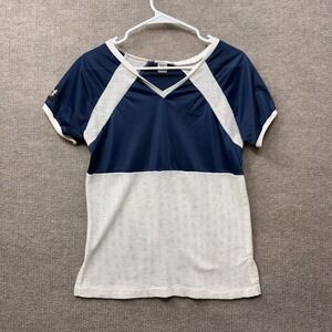 Frank Shorter Running Gear Top Men's Large Blue White Vintage Mesh Athletic